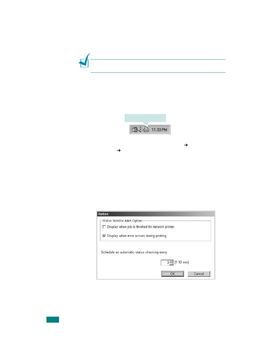 Opening the troubleshooting guide, Changing the status monitor program setting | Samsung CLP-510 Series User Manual | Page 123 / 266