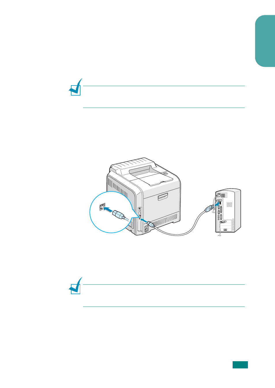Step 5. connecting a printer cable, For local printing, Step 5 | Connecting a printer cable, English | Samsung CLP-510 Series User Manual | Page 17 / 266