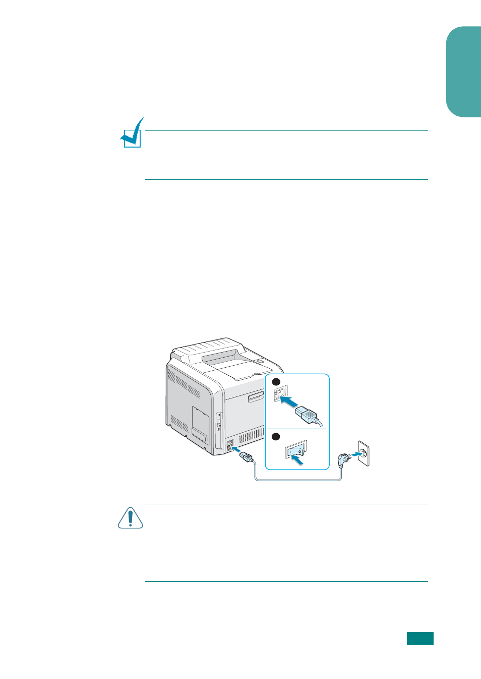 Step 6. turning the printer on, Step 6, Turning the printer on | English | Samsung CLP-510 Series User Manual | Page 19 / 266