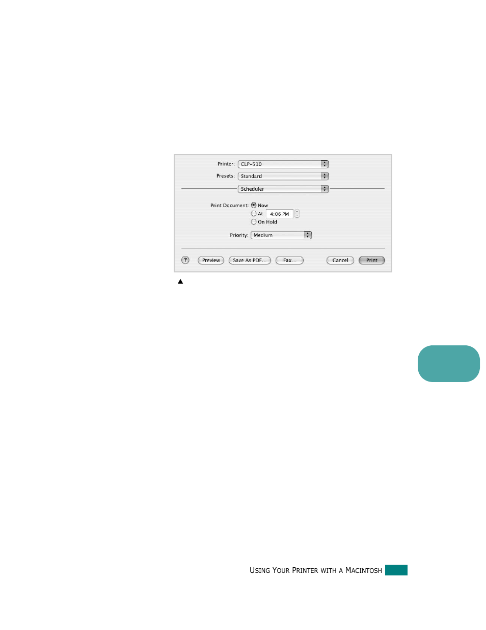 Scheduling a print job | Samsung CLP-510 Series User Manual | Page 210 / 266
