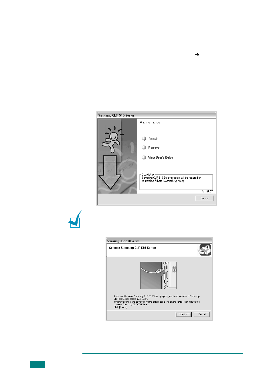 Reinstalling printer software | Samsung CLP-510 Series User Manual | Page 26 / 266