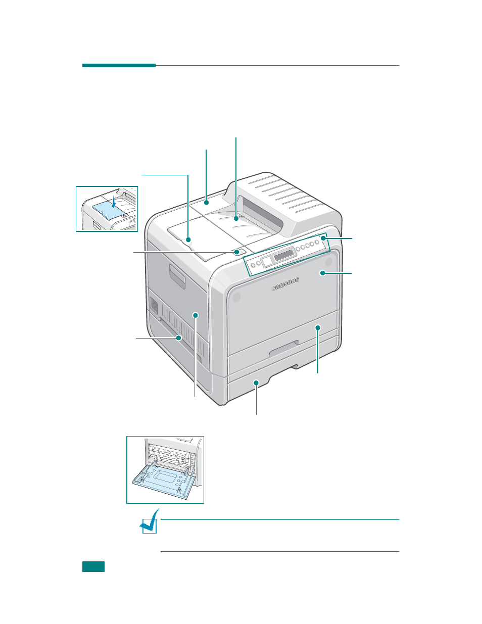 Printer components, Front view | Samsung CLP-510 Series User Manual | Page 51 / 266