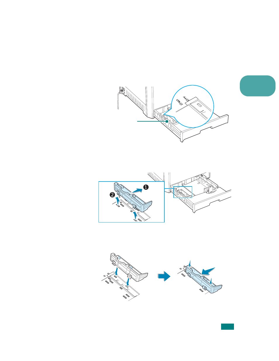 Changing the size of the paper in the tray | Samsung CLP-510 Series User Manual | Page 74 / 266