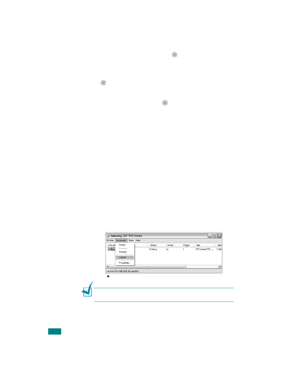 Canceling a print job | Samsung CLP-510 Series User Manual | Page 95 / 266