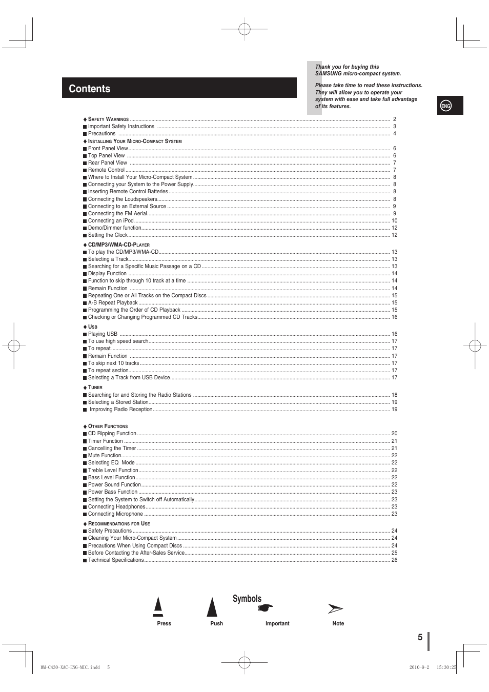 Samsung MM-C430 User Manual | Page 5 / 29