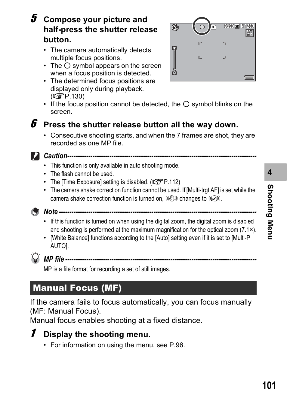 Manual focus (mf) | Samsung CX1 User Manual | Page 103 / 239