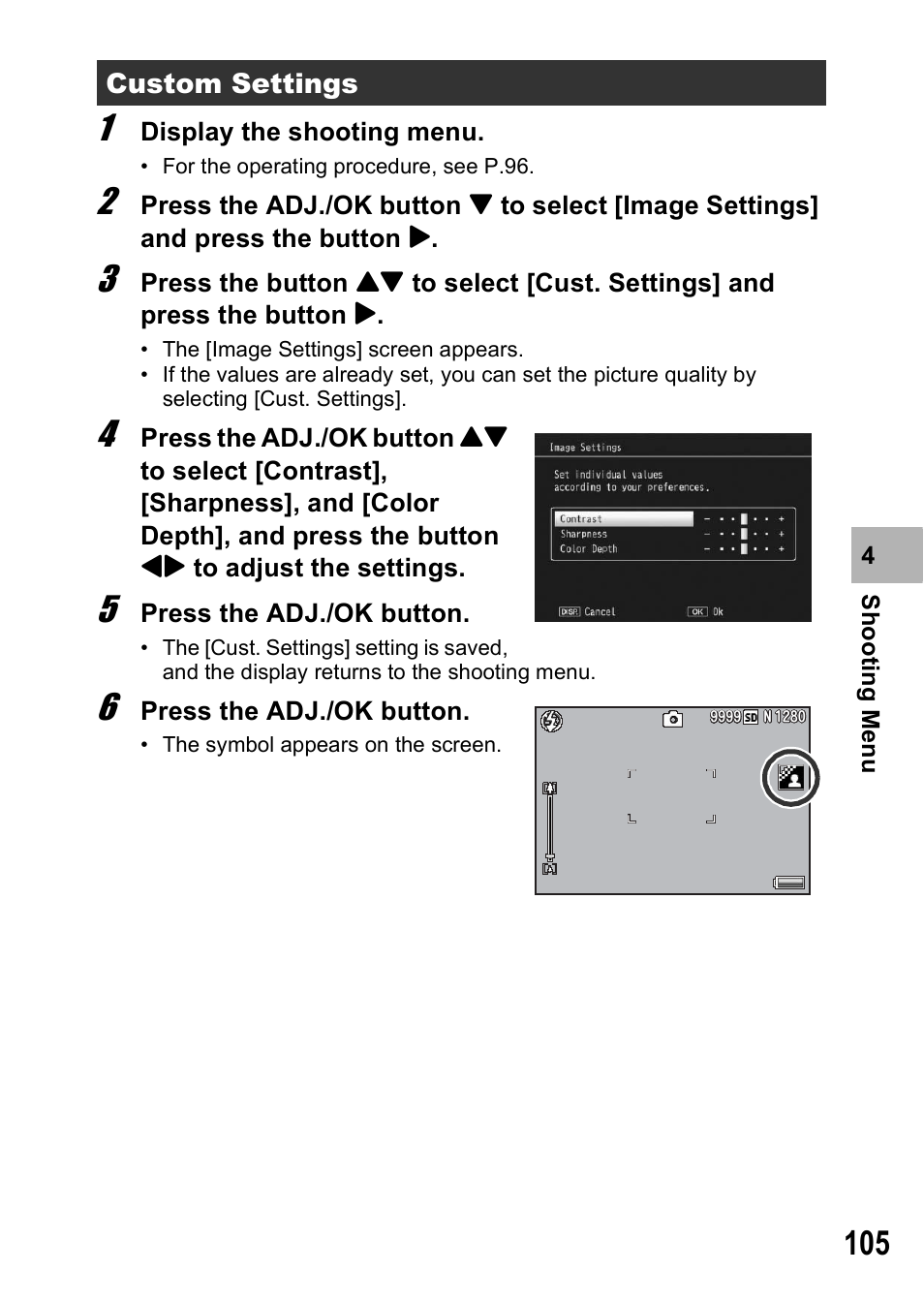 Custom settings | Samsung CX1 User Manual | Page 107 / 239