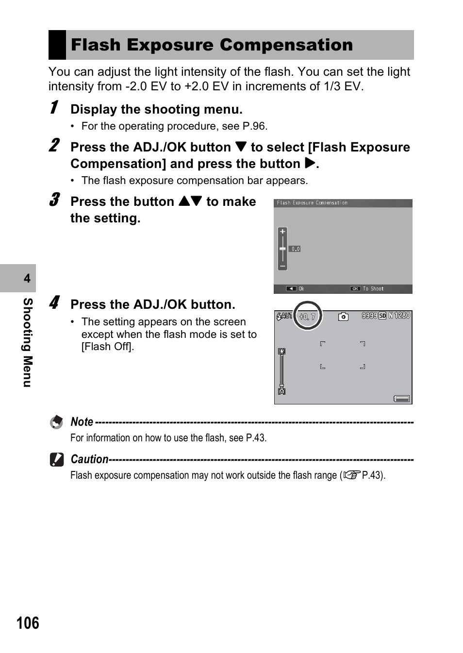 Flash exposure compensation | Samsung CX1 User Manual | Page 108 / 239