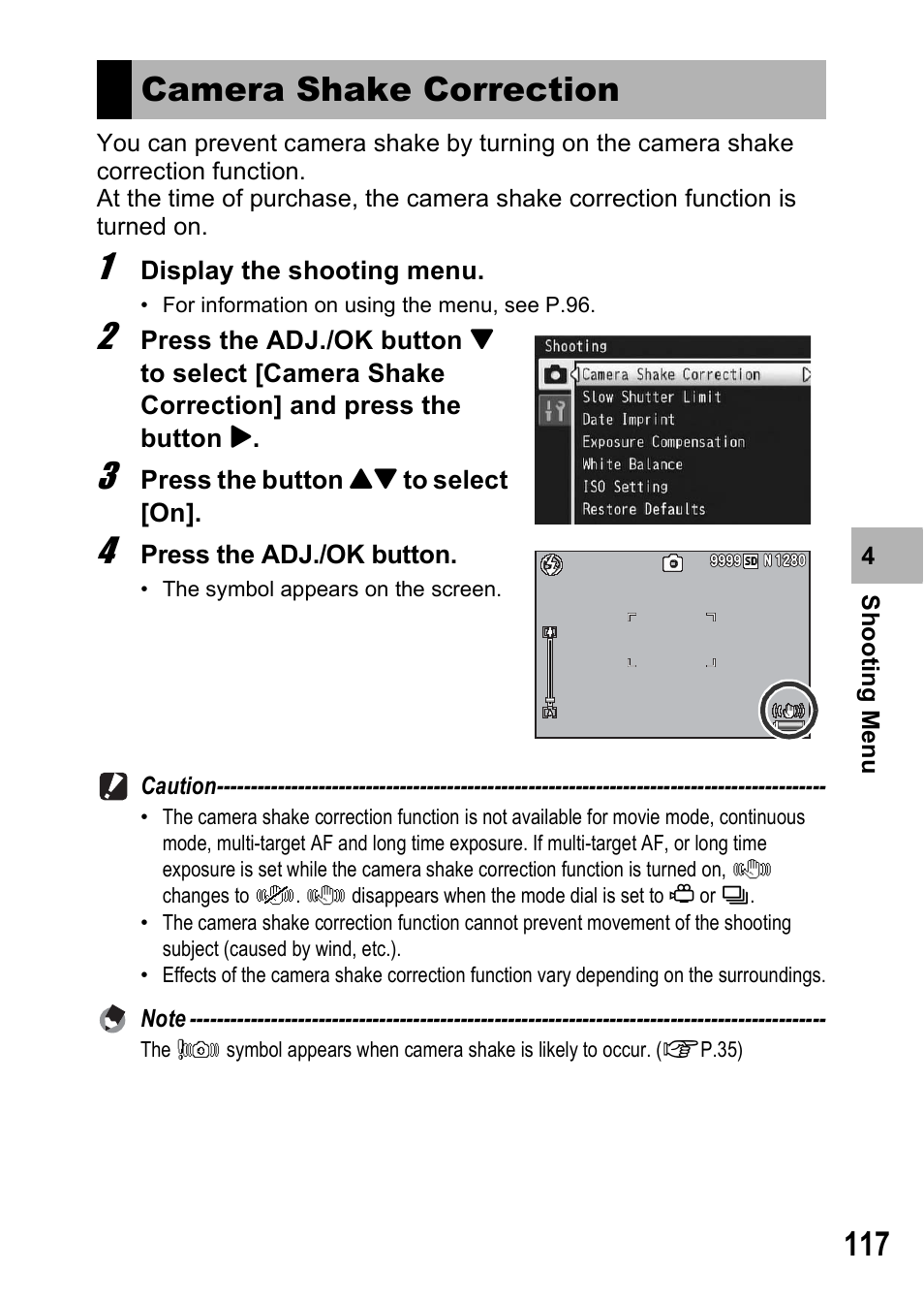Camera shake correction | Samsung CX1 User Manual | Page 119 / 239