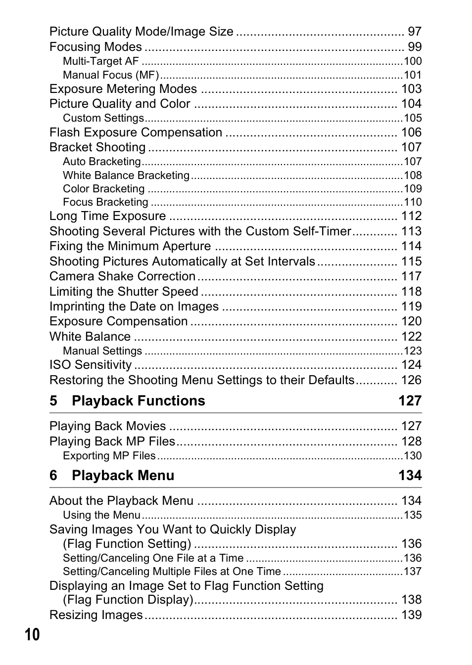 5 playback functions 127, 6 playback menu 134 | Samsung CX1 User Manual | Page 12 / 239