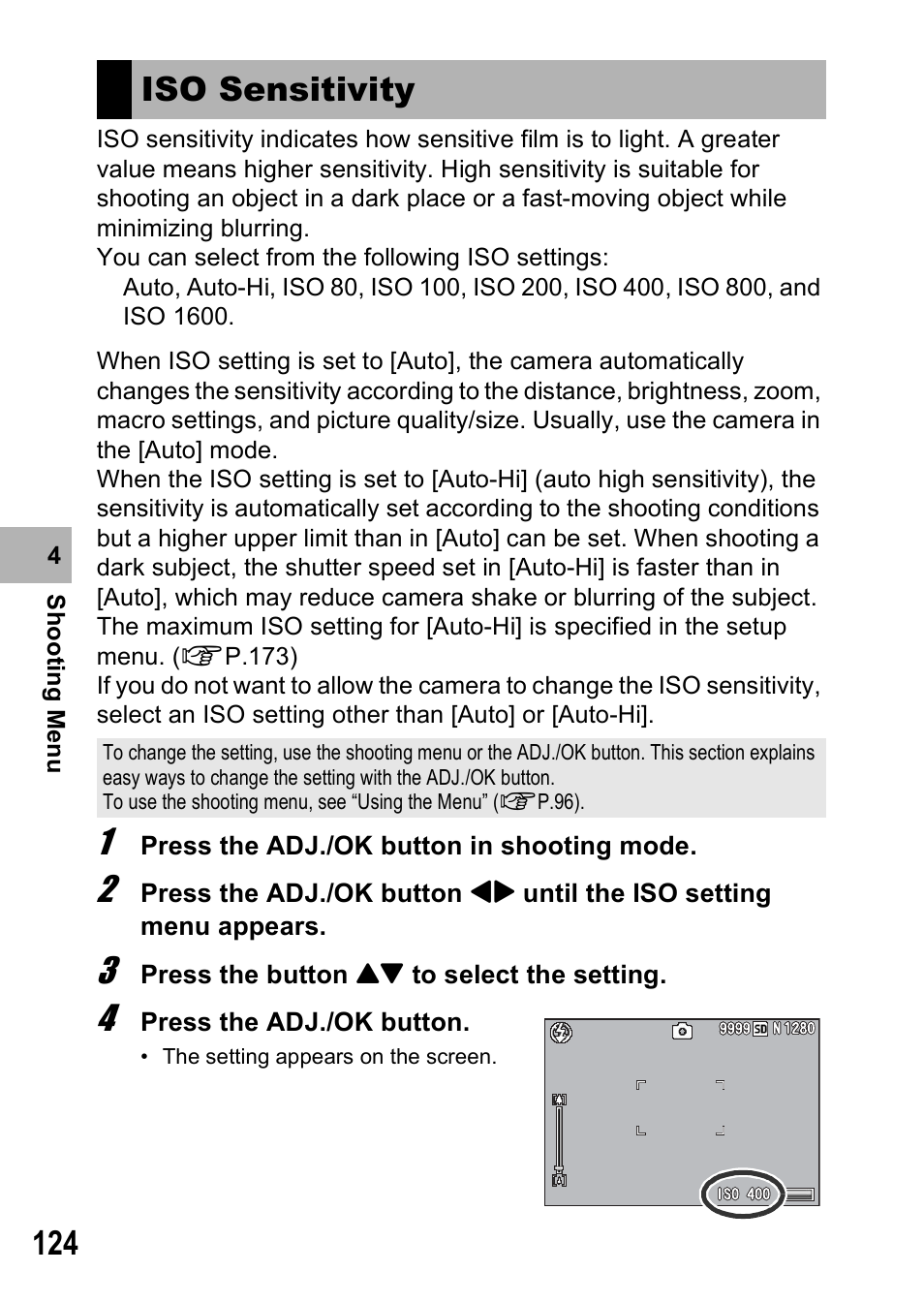 Iso sensitivity | Samsung CX1 User Manual | Page 126 / 239
