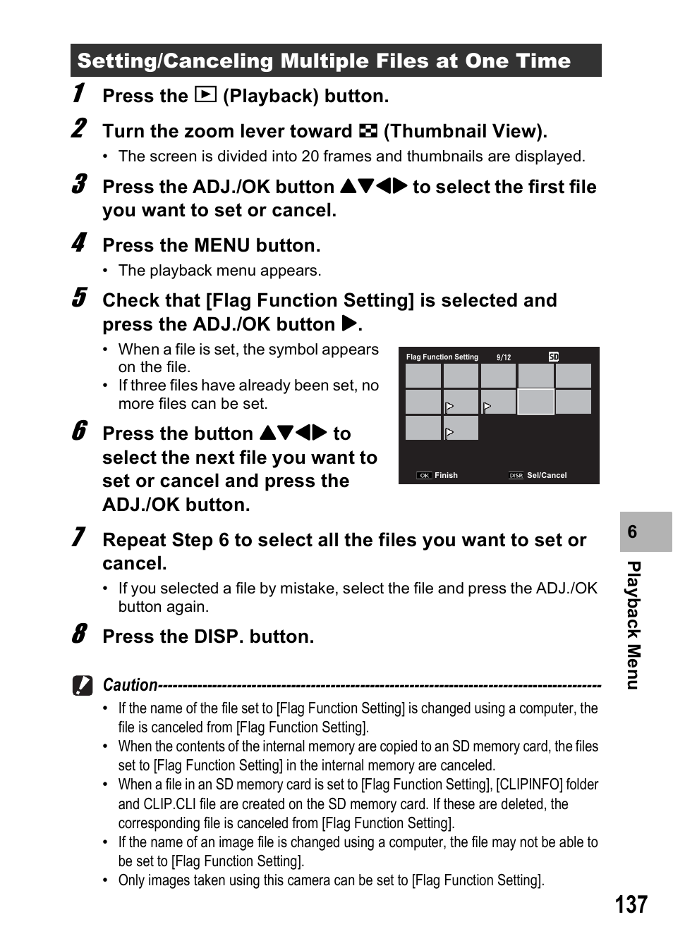 Setting/canceling multiple files at one time | Samsung CX1 User Manual | Page 139 / 239