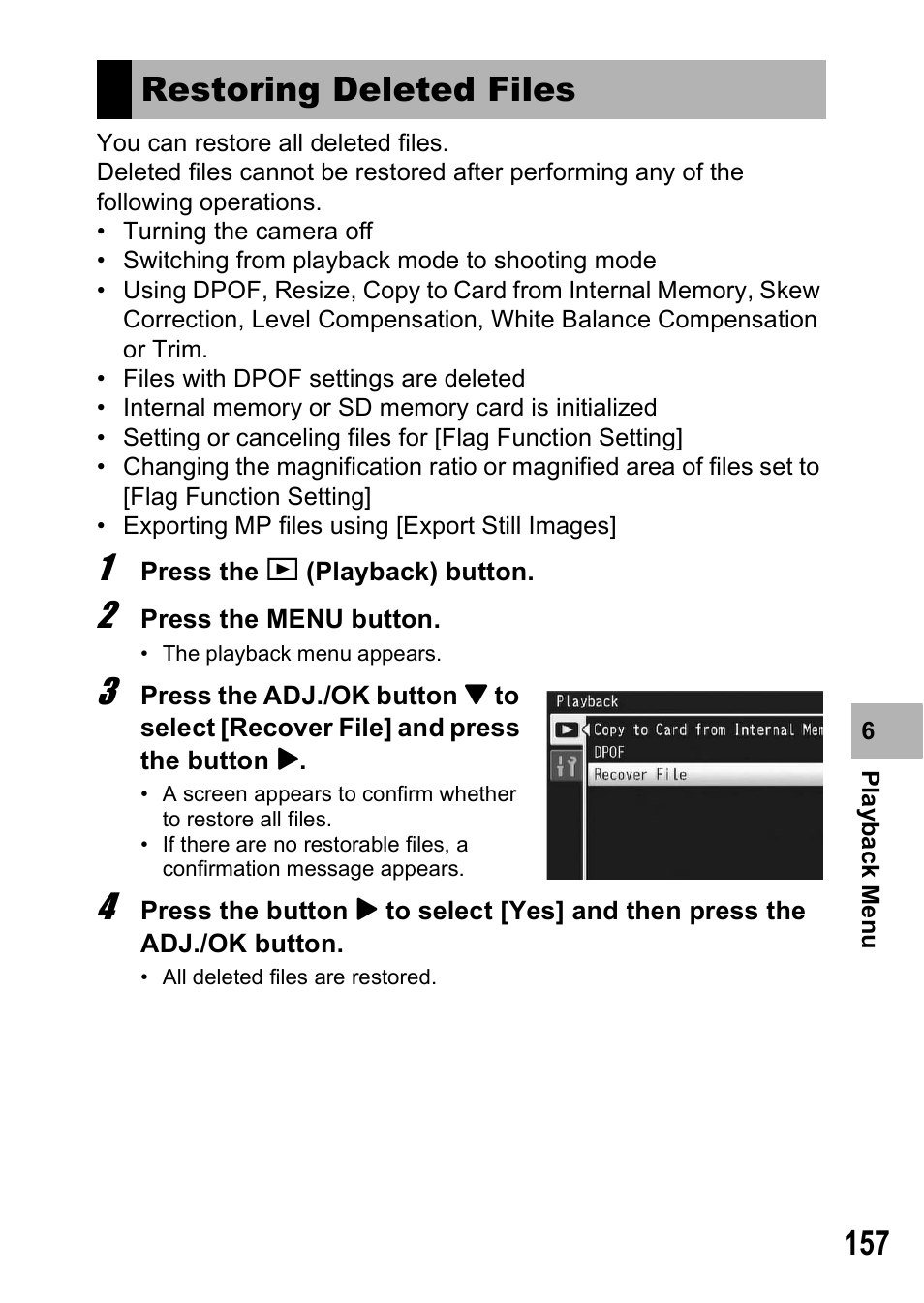 Restoring deleted files | Samsung CX1 User Manual | Page 159 / 239