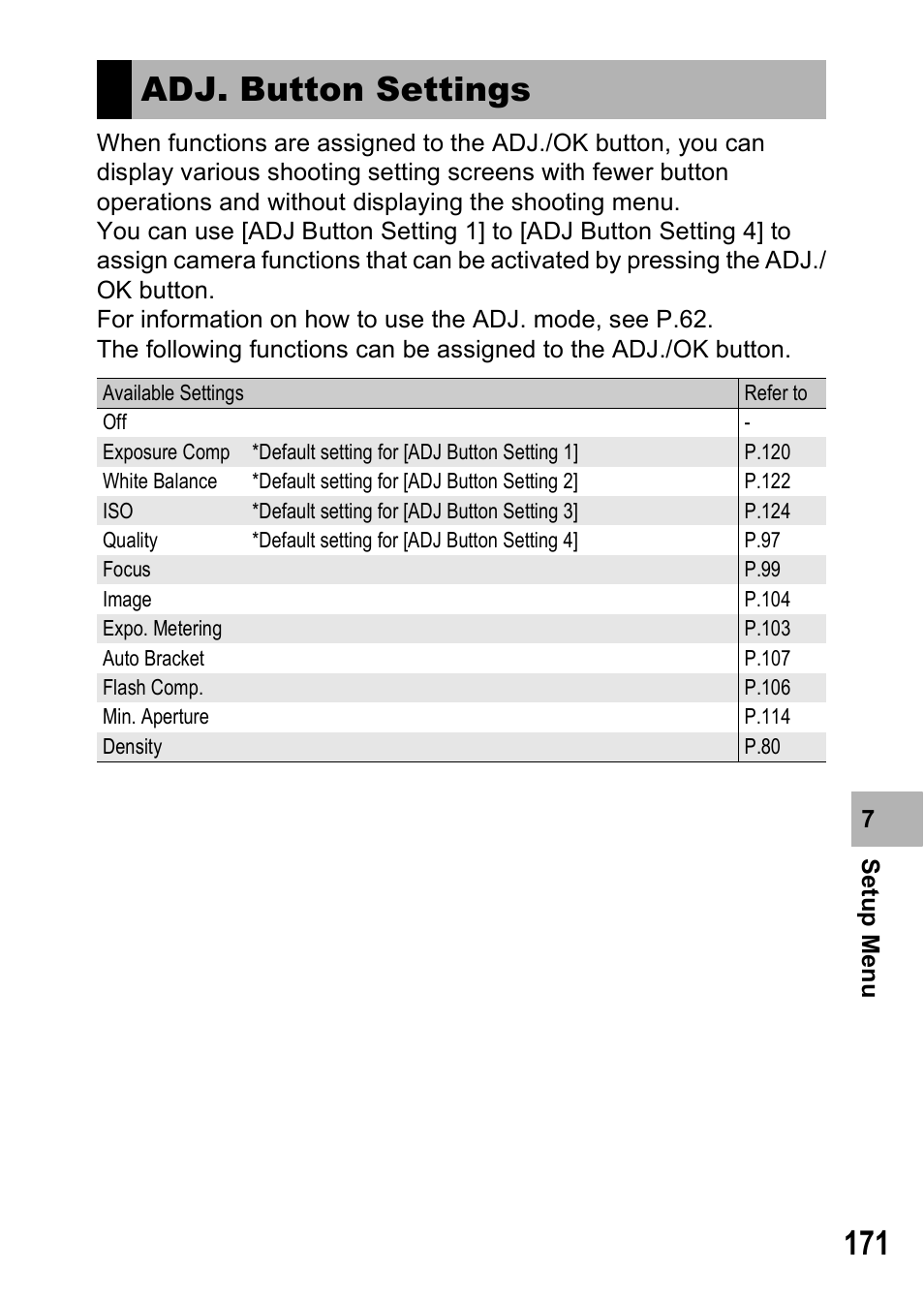 Adj. button settings | Samsung CX1 User Manual | Page 173 / 239