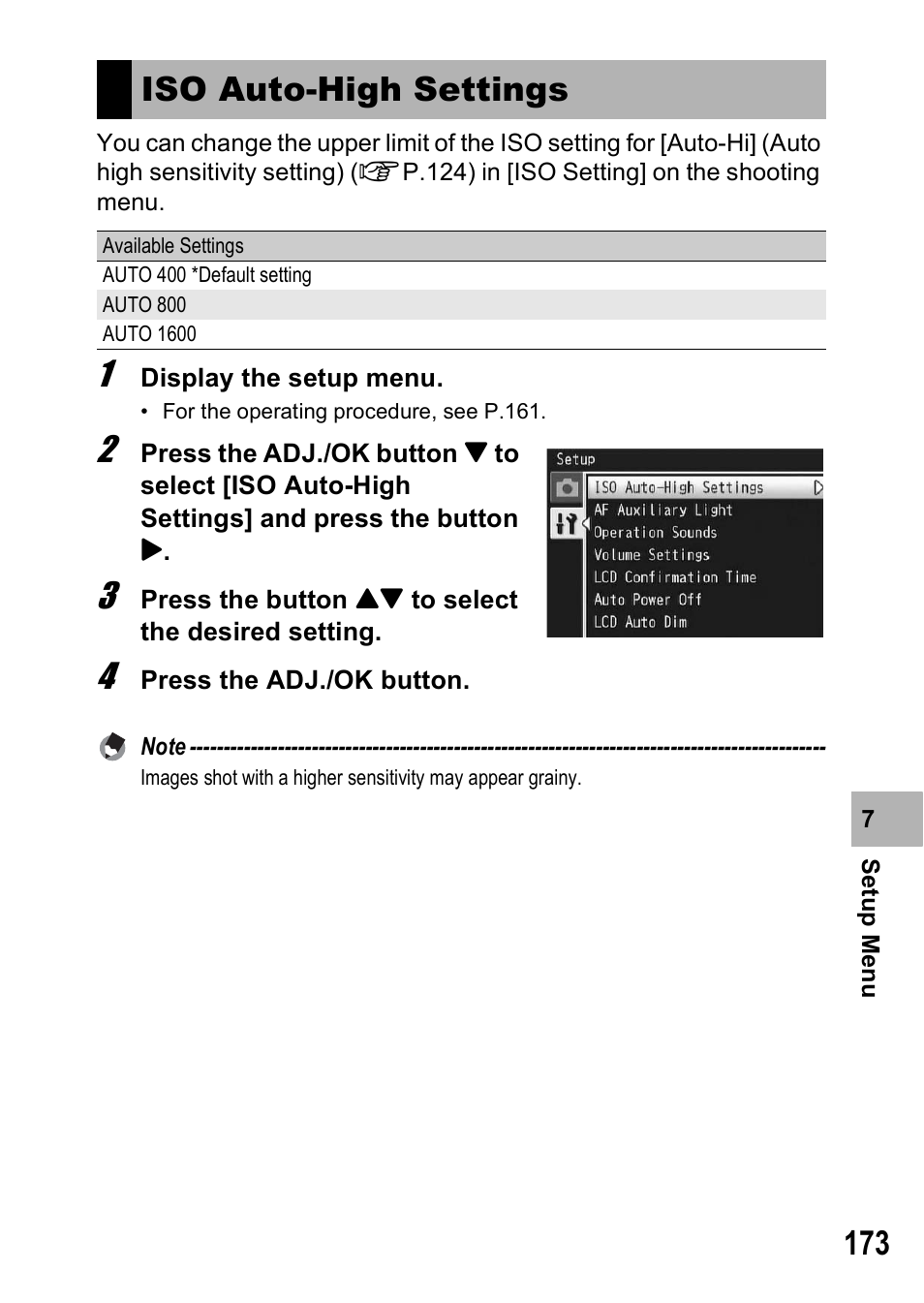 Iso auto-high settings | Samsung CX1 User Manual | Page 175 / 239