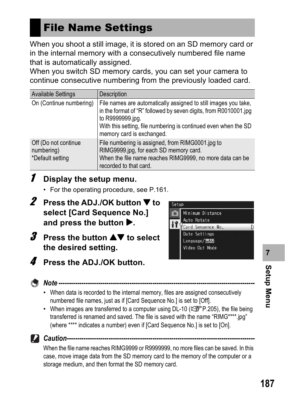 File name settings | Samsung CX1 User Manual | Page 189 / 239