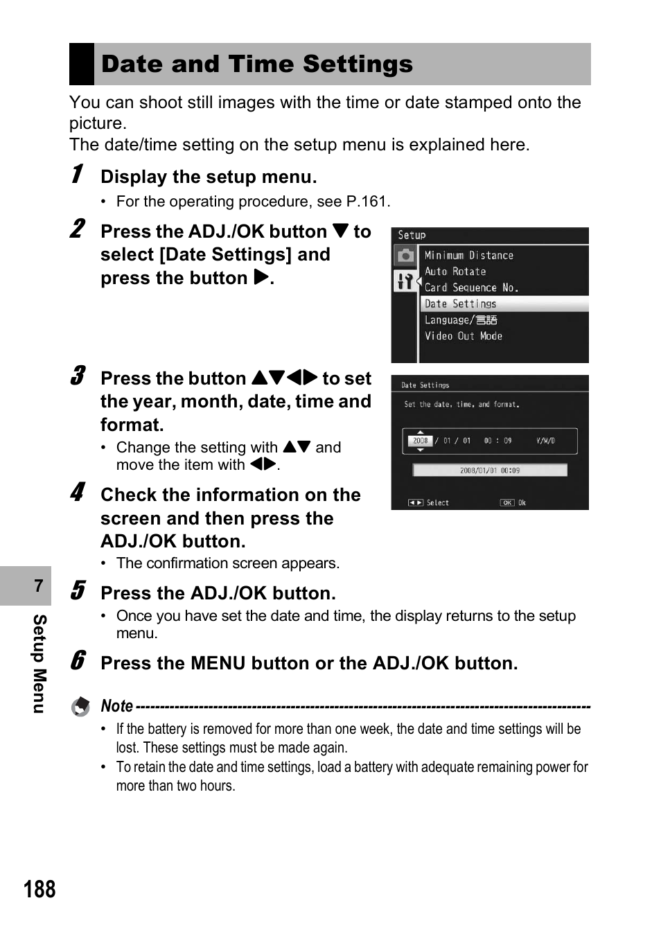 Date and time settings | Samsung CX1 User Manual | Page 190 / 239