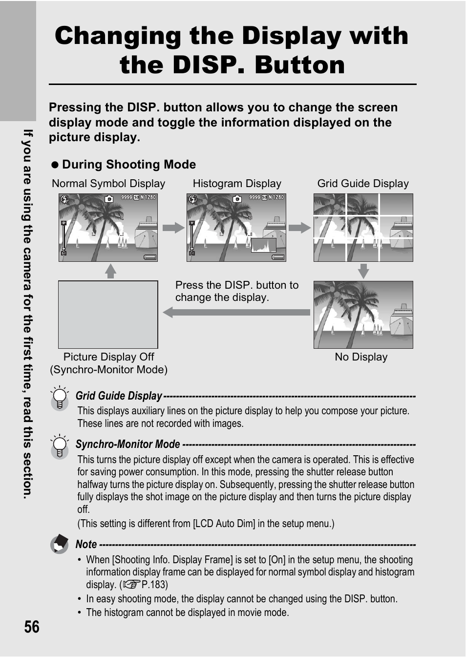 Changing the display with the disp. button | Samsung CX1 User Manual | Page 58 / 239
