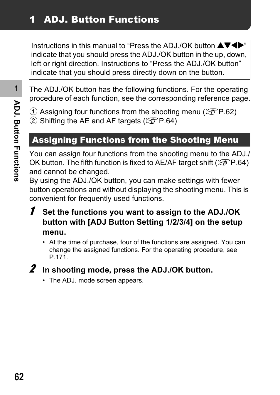1 adj. button functions | Samsung CX1 User Manual | Page 64 / 239
