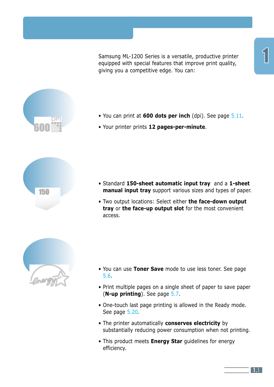 Special features | Samsung ML-1200 Series User Manual | Page 10 / 128