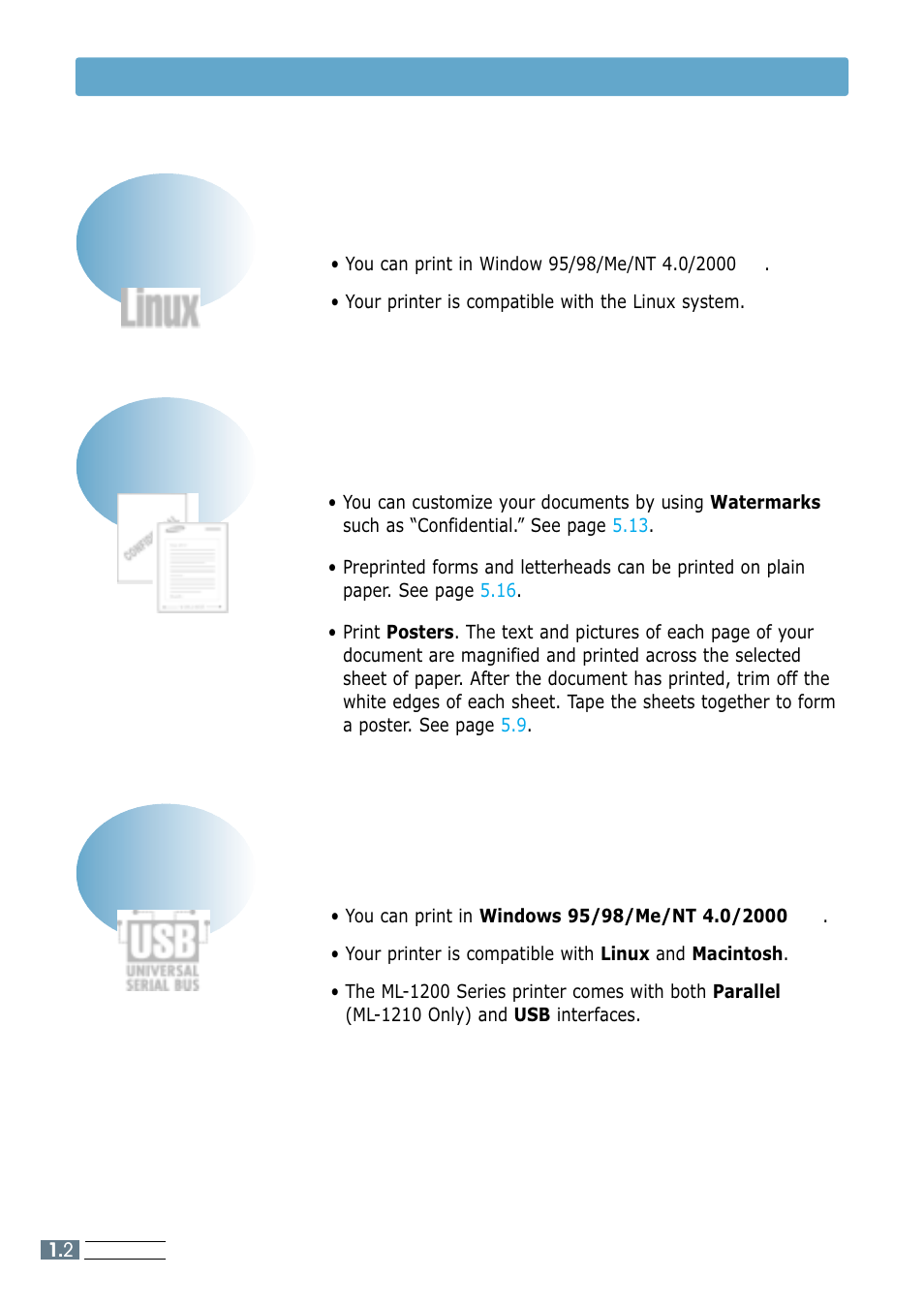 Special features | Samsung ML-1200 Series User Manual | Page 11 / 128