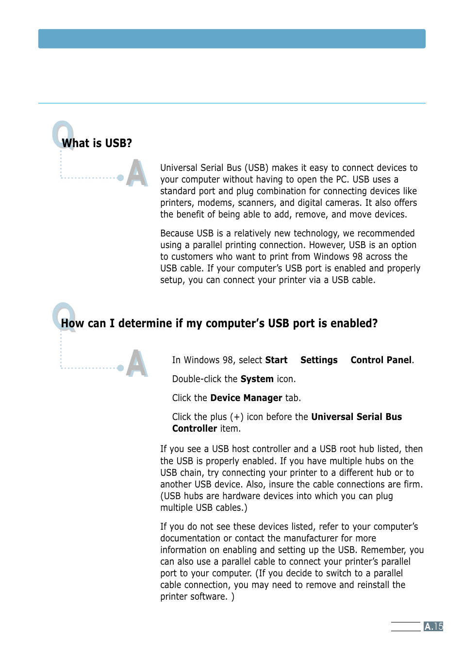 Frequently asked questions about usb | Samsung ML-1200 Series User Manual | Page 113 / 128