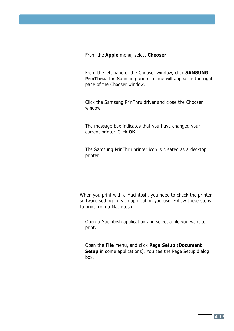 Printing from a macintosh, Choosing printhru driver | Samsung ML-1200 Series User Manual | Page 117 / 128