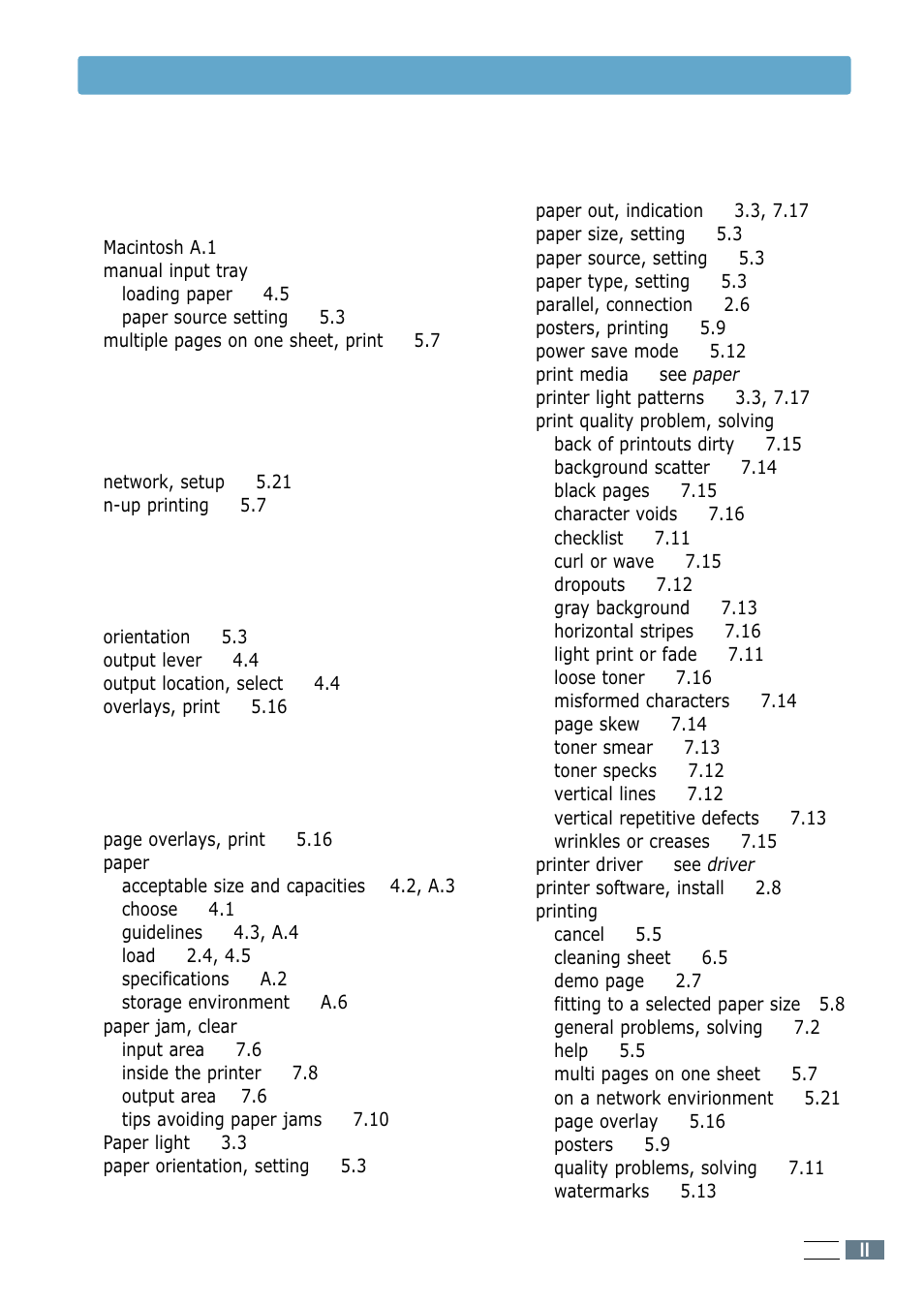 Index | Samsung ML-1200 Series User Manual | Page 126 / 128