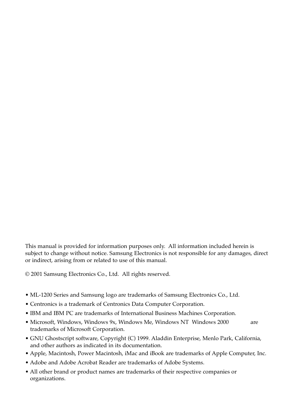 Samsung ML-1200 Series User Manual | Page 2 / 128