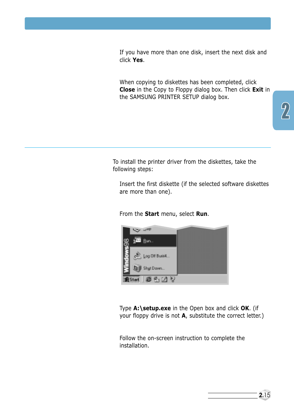 Installing software, Installing software from diskettes 7 | Samsung ML-1200 Series User Manual | Page 29 / 128