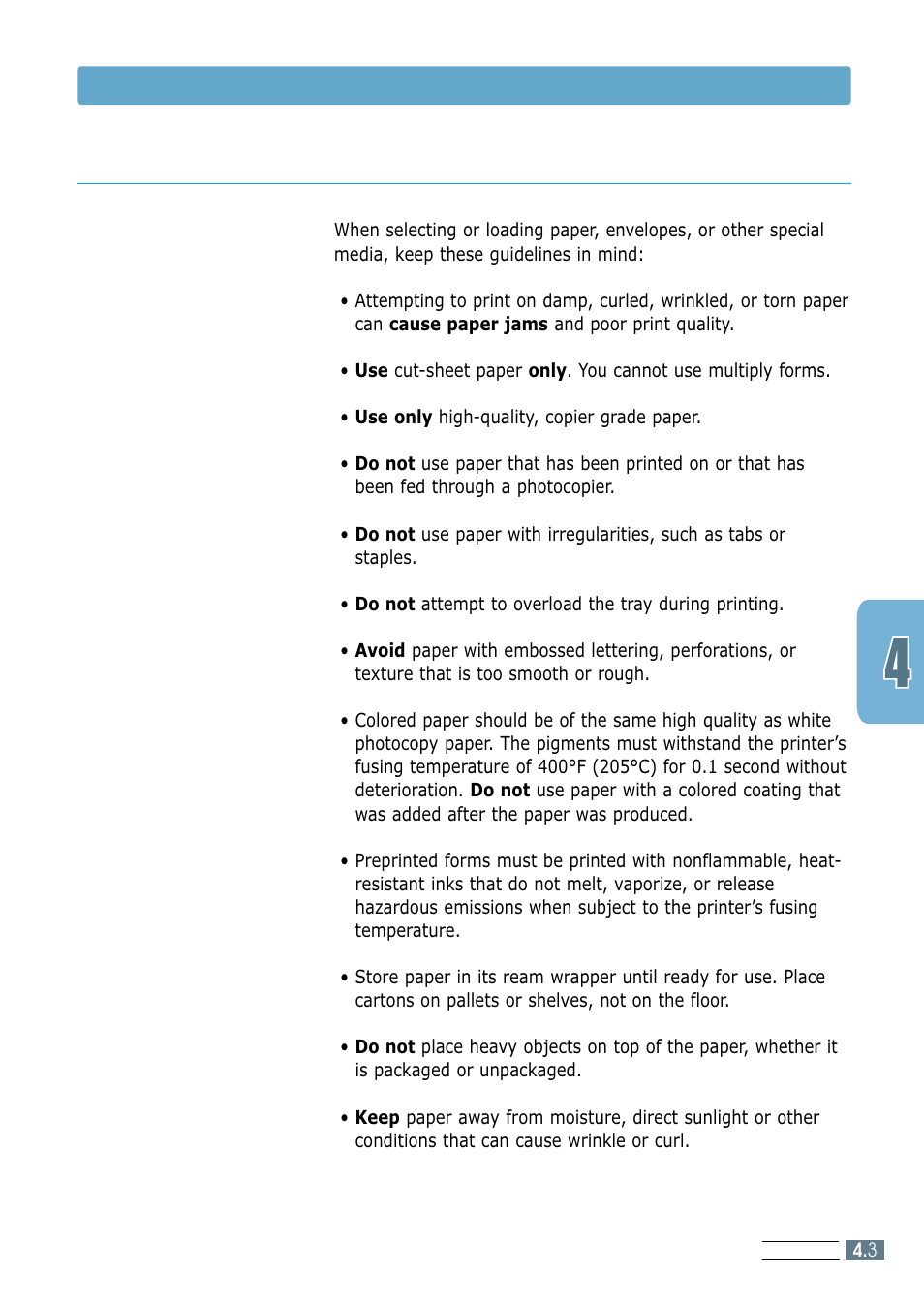 Paper guidelines, Choosing paper and other media | Samsung ML-1200 Series User Manual | Page 37 / 128