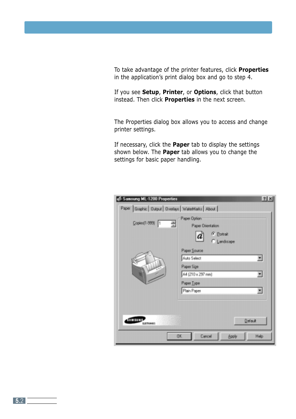 Printing a document 3 | Samsung ML-1200 Series User Manual | Page 50 / 128