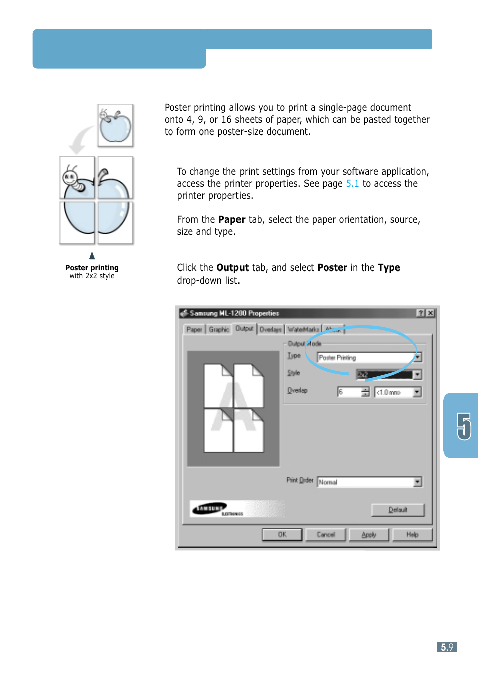 Printing posters | Samsung ML-1200 Series User Manual | Page 57 / 128