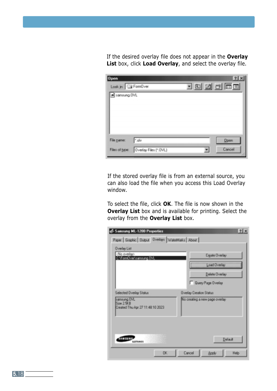 Using page overlay 4 | Samsung ML-1200 Series User Manual | Page 66 / 128