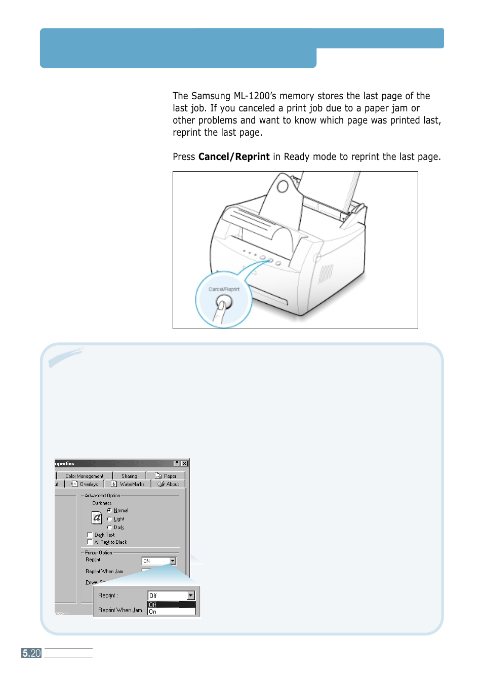Reprinting the last page | Samsung ML-1200 Series User Manual | Page 68 / 128