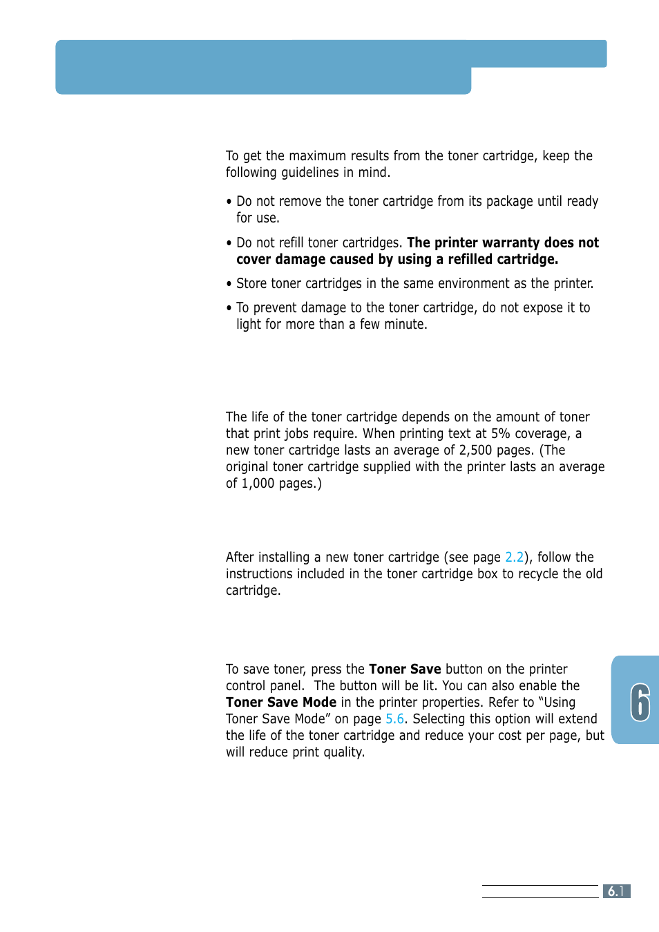 Maintaining the toner cartridge, Toner cartridge storage, Toner cartridge life expectancy | Recycling toner cartridge, Saving toner | Samsung ML-1200 Series User Manual | Page 72 / 128