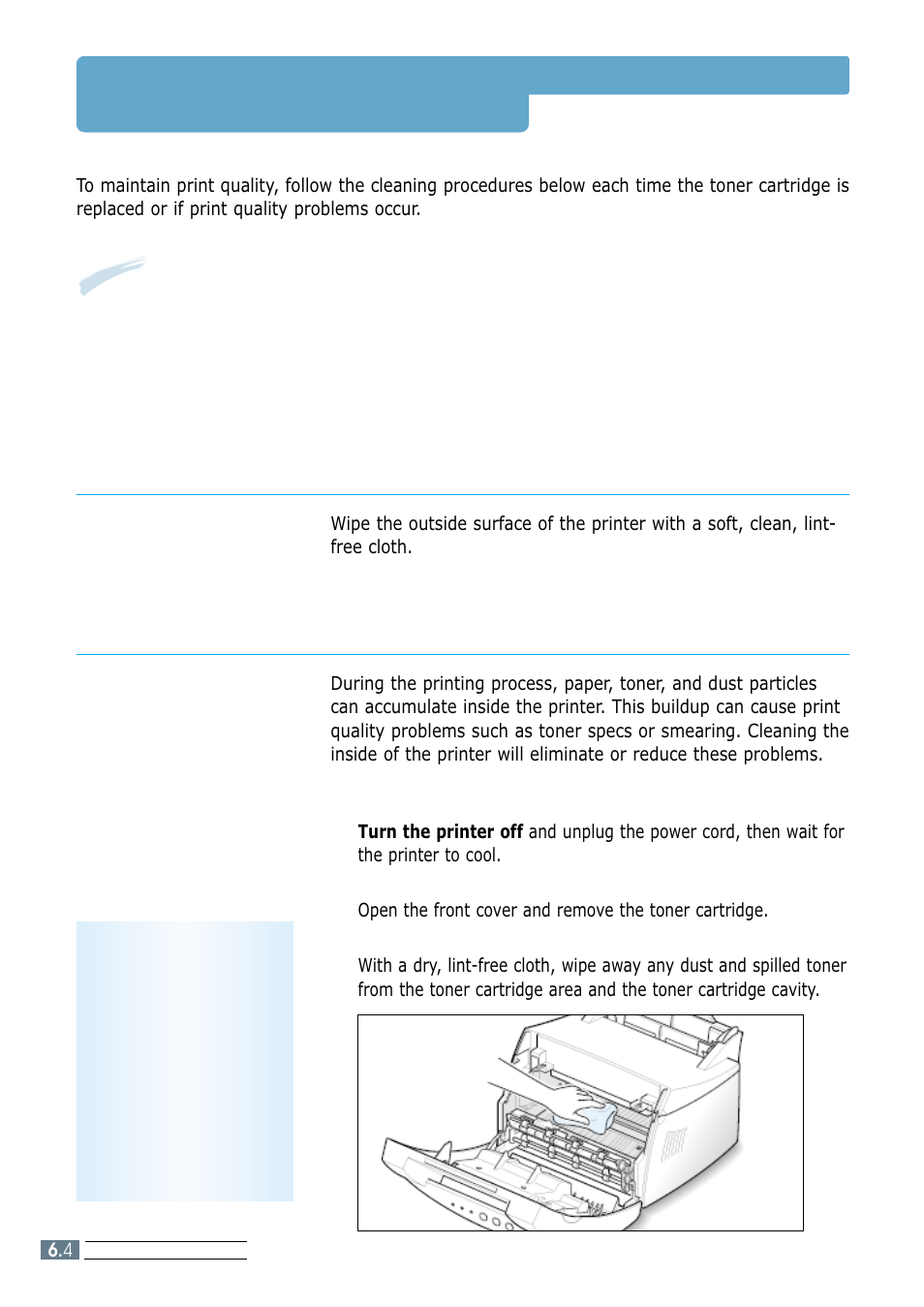Cleaning the printer, Cleaning the outside, Cleaning the inside | Cleaning inside the printer | Samsung ML-1200 Series User Manual | Page 75 / 128