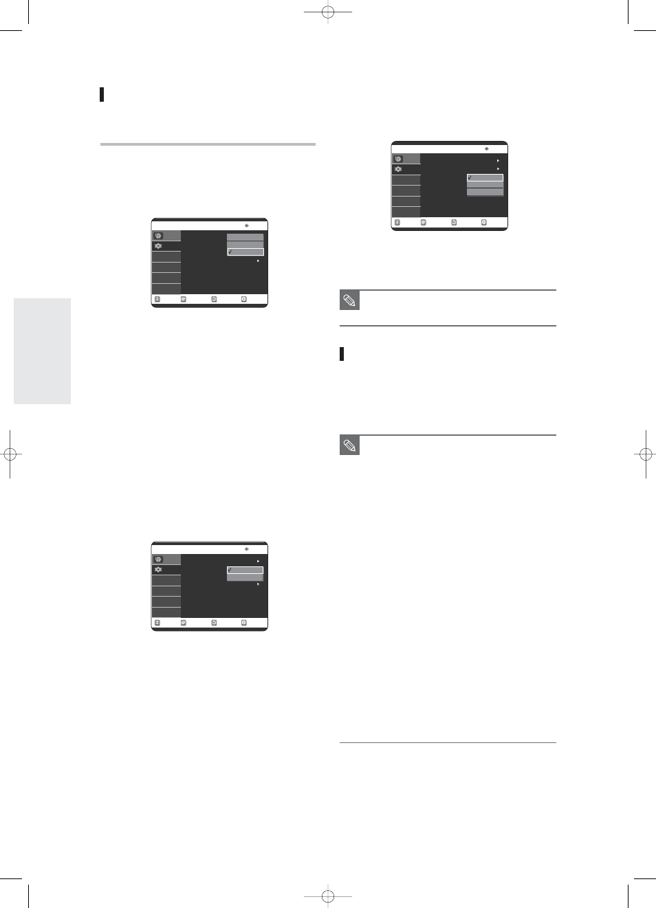 Display(video) options, Output selection, English | System setup, Off : normal, Hdmi/dvi resolution | Samsung DVD-R125 User Manual | Page 36 / 93