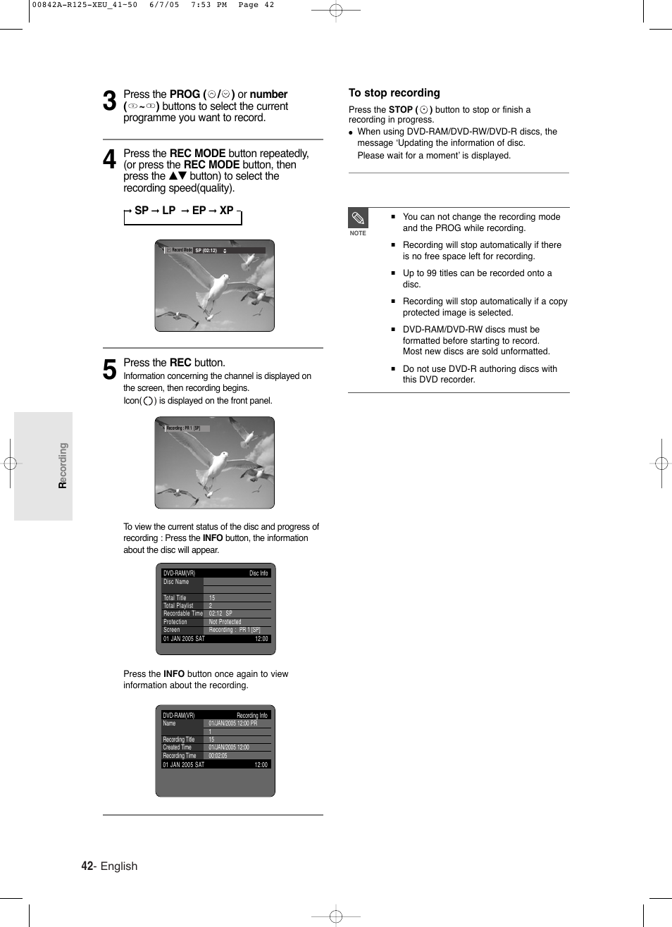 Samsung DVD-R125 User Manual | Page 42 / 93