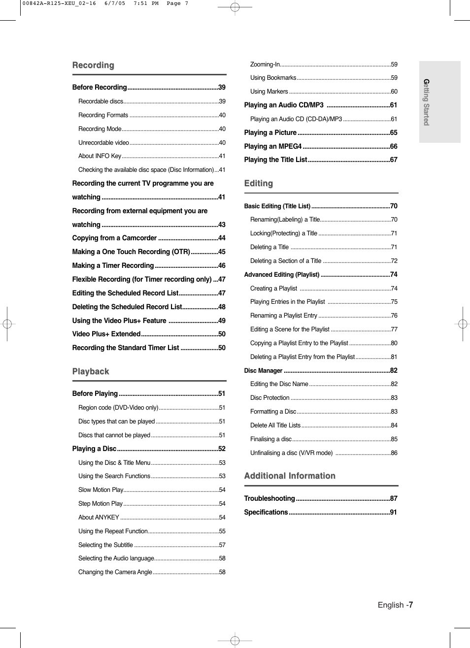 Samsung DVD-R125 User Manual | Page 7 / 93