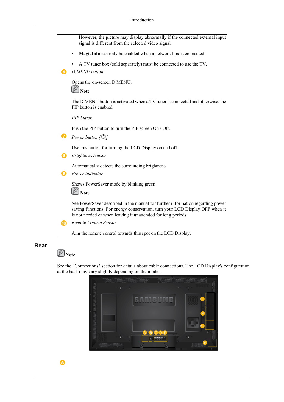Rear | Samsung 400TS-3 User Manual | Page 12 / 167