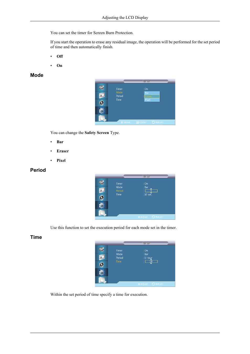 Mode, Period, Time | Samsung 400TS-3 User Manual | Page 135 / 167