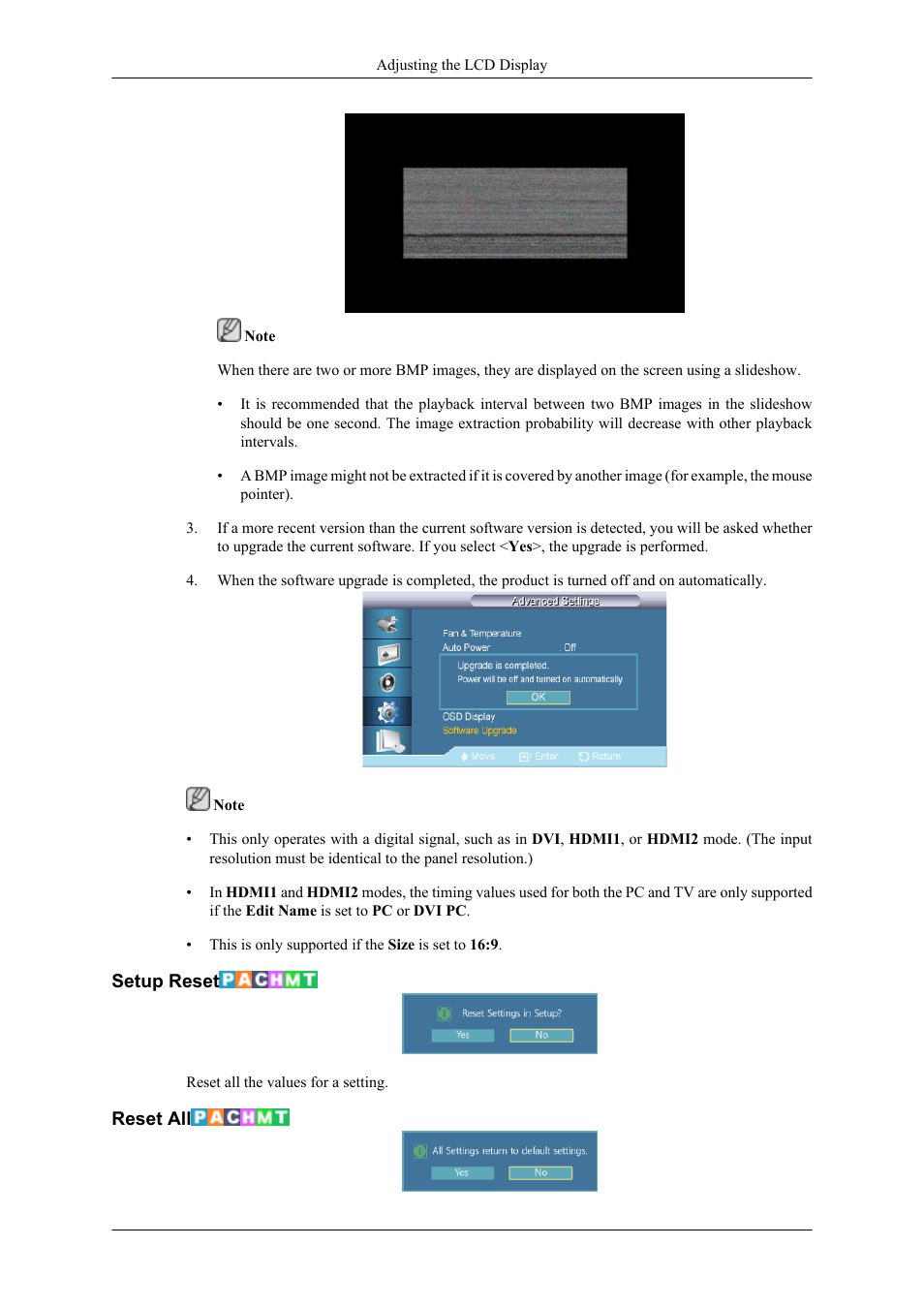 Setup reset, Reset all | Samsung 400TS-3 User Manual | Page 143 / 167