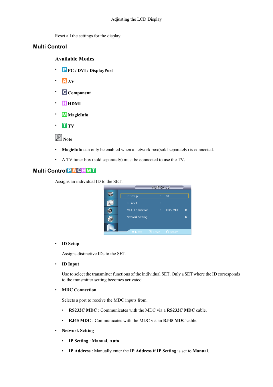 Multi control | Samsung 400TS-3 User Manual | Page 144 / 167