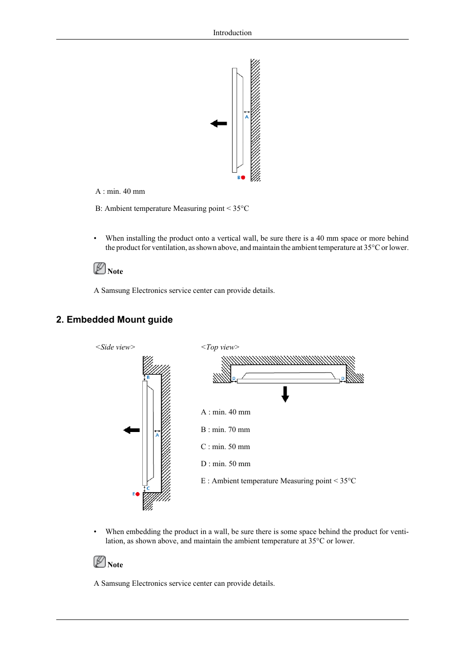 Embedded mount guide | Samsung 400TS-3 User Manual | Page 21 / 167