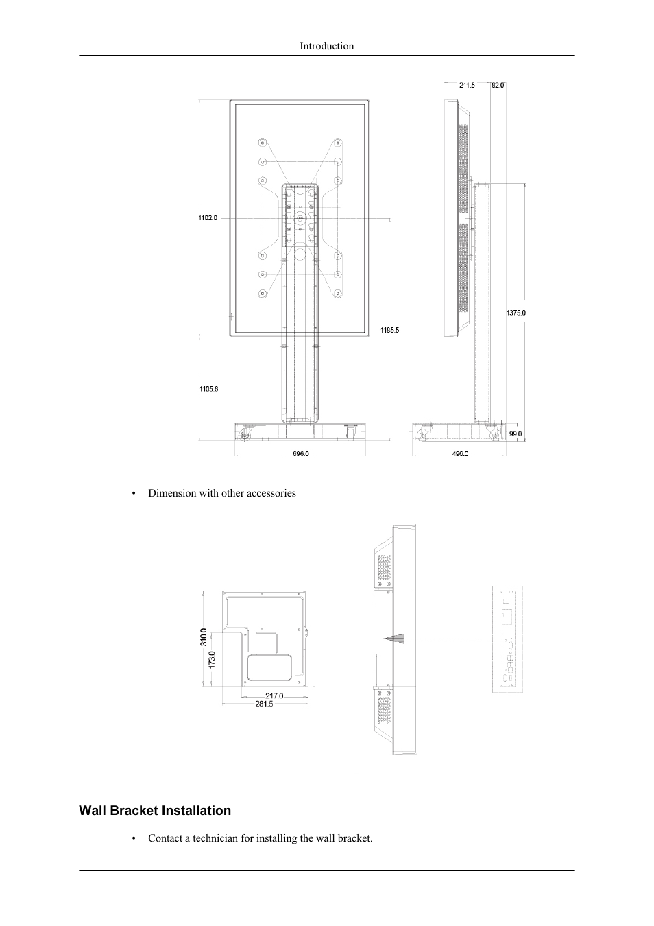 Wall bracket installation | Samsung 400TS-3 User Manual | Page 25 / 167