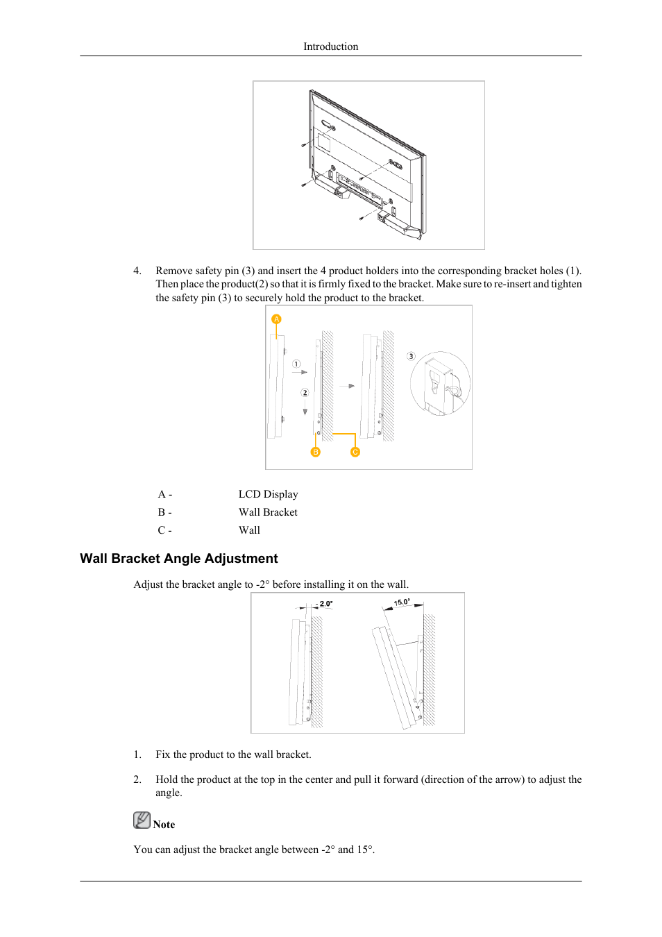 Wall bracket angle adjustment | Samsung 400TS-3 User Manual | Page 27 / 167