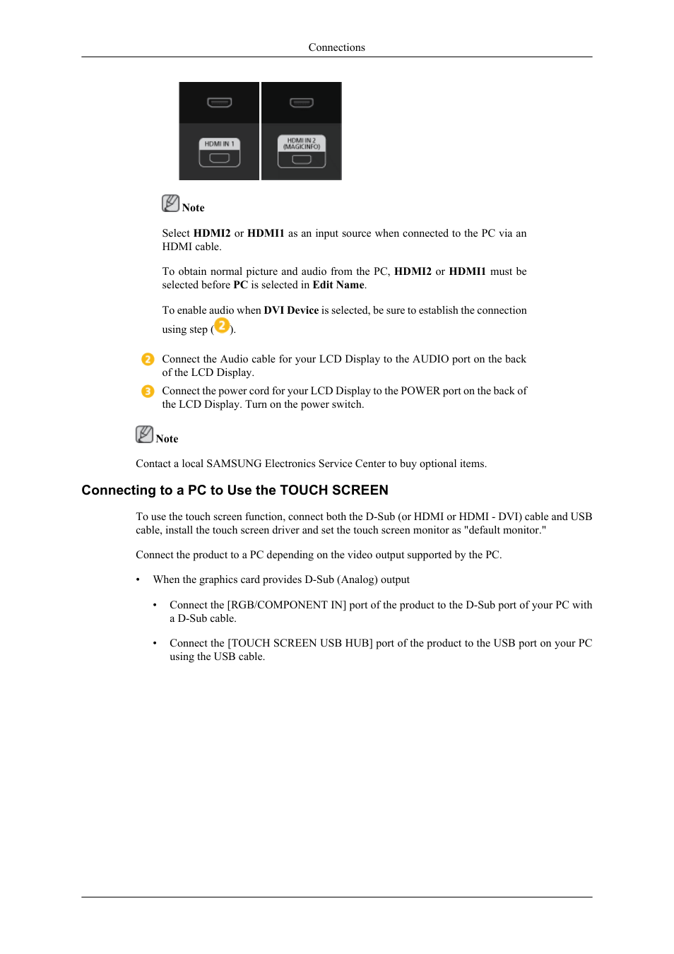 Connecting to a pc to use the touch screen | Samsung 400TS-3 User Manual | Page 39 / 167