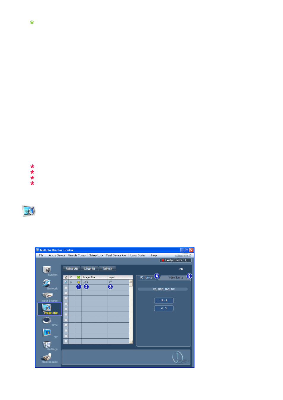 Image size pc, bnc, dvi, dp | Samsung 400TS-3 User Manual | Page 92 / 167