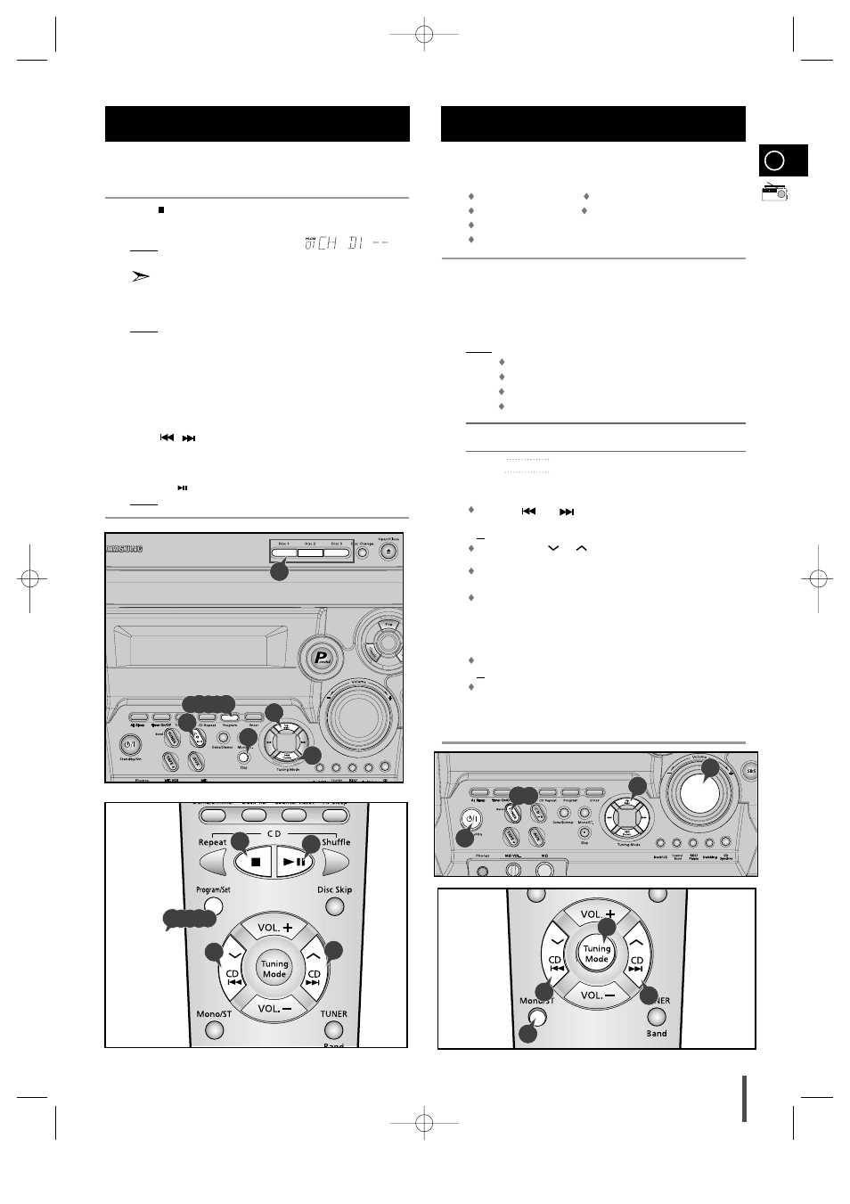 Checking or changing programmed tracks, Searching for and storing the radio stations | Samsung MAX-B450 User Manual | Page 13 / 23